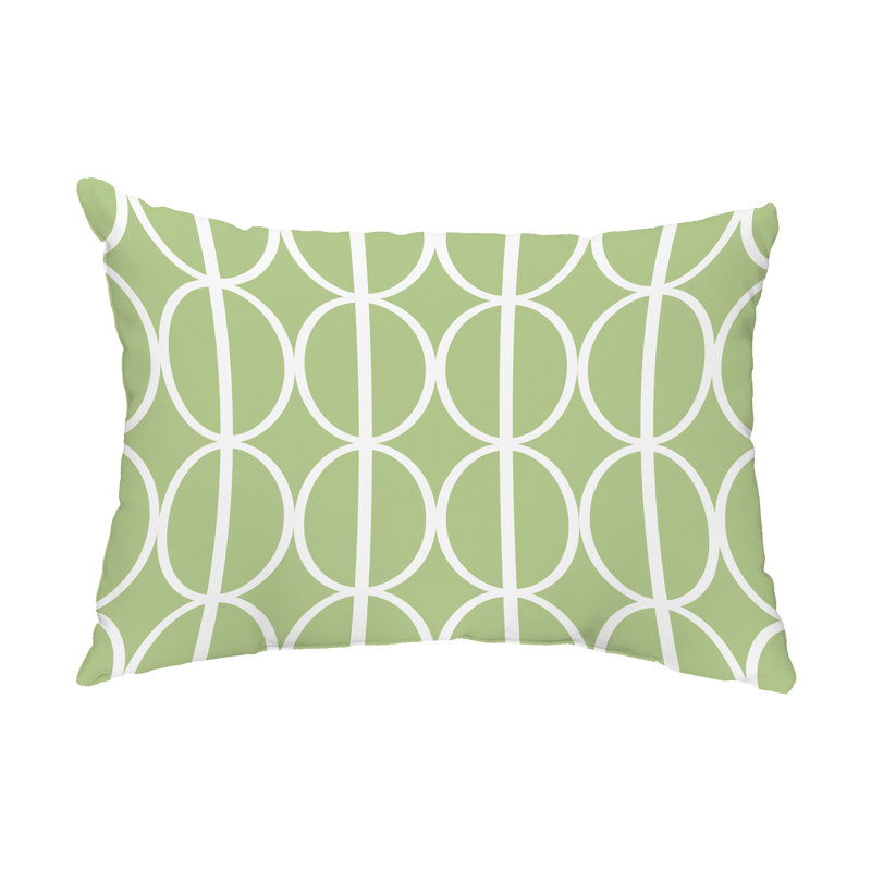 Geometric Outdoor Reversible Throw Pillow, Green