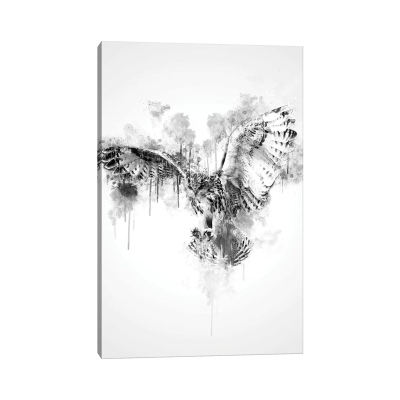 Owl in Black and White 1 Piece Wrapped Canvas Painting, 101.6cm H x 66.04cm W x 1.905cm D