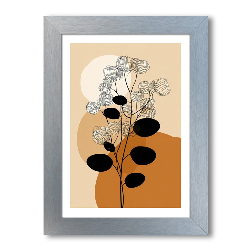 Scandinavian eucalyptus line art Wall Art - minimalist botanical Home Decor Giclee Art Print in neutral beige and terracotta with black 1 Piece Wall Art