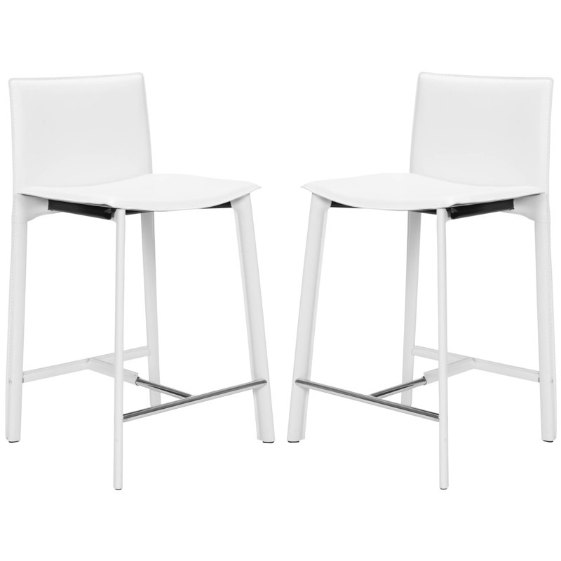 Tabouret de comptoir et de bar Anjail, Blanc, Tabouret de comptoir (siège d’une hauteur de 24