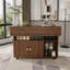 Table pliante de 47 pouces avec tablettes et roulettes de rangement - Conception multifonctionnelle compacte-988092335