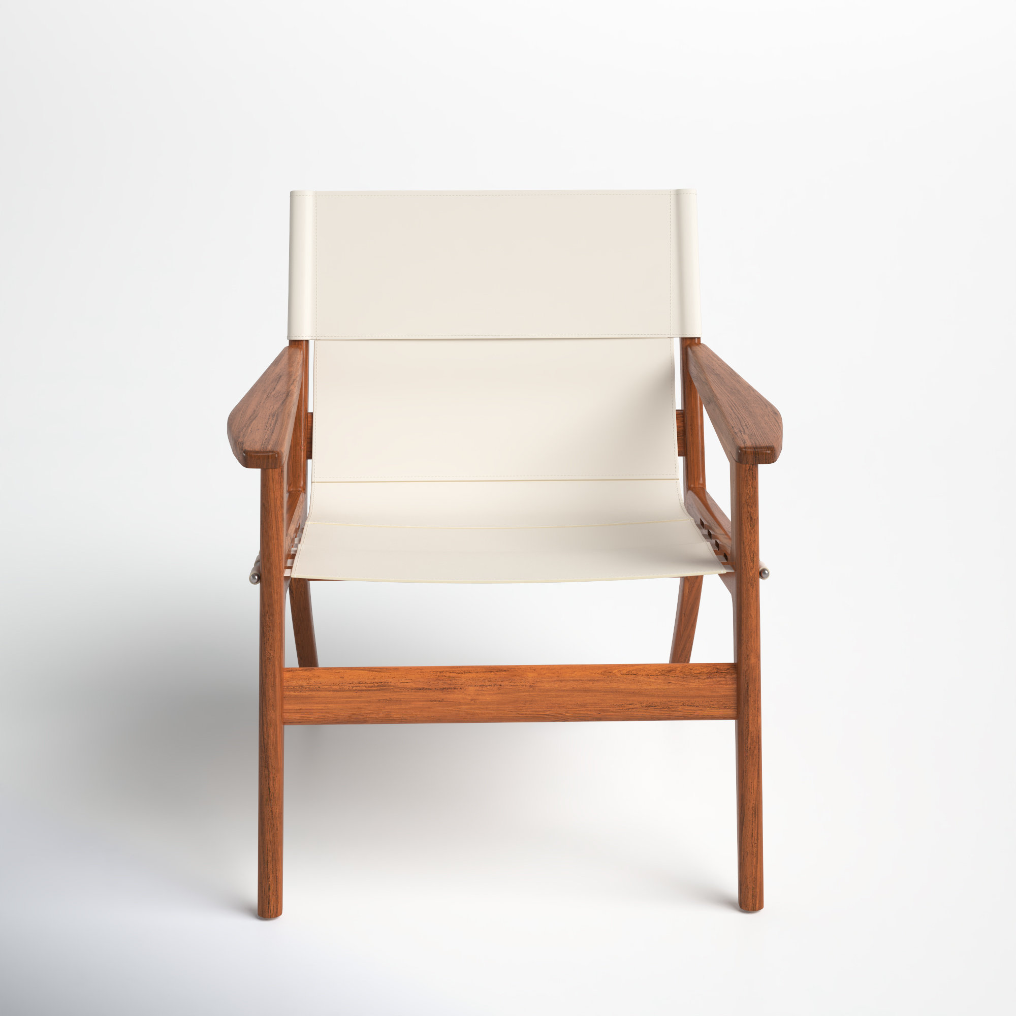 Tesso Genuine Leather Armchair, Brown, White Genuine Leather