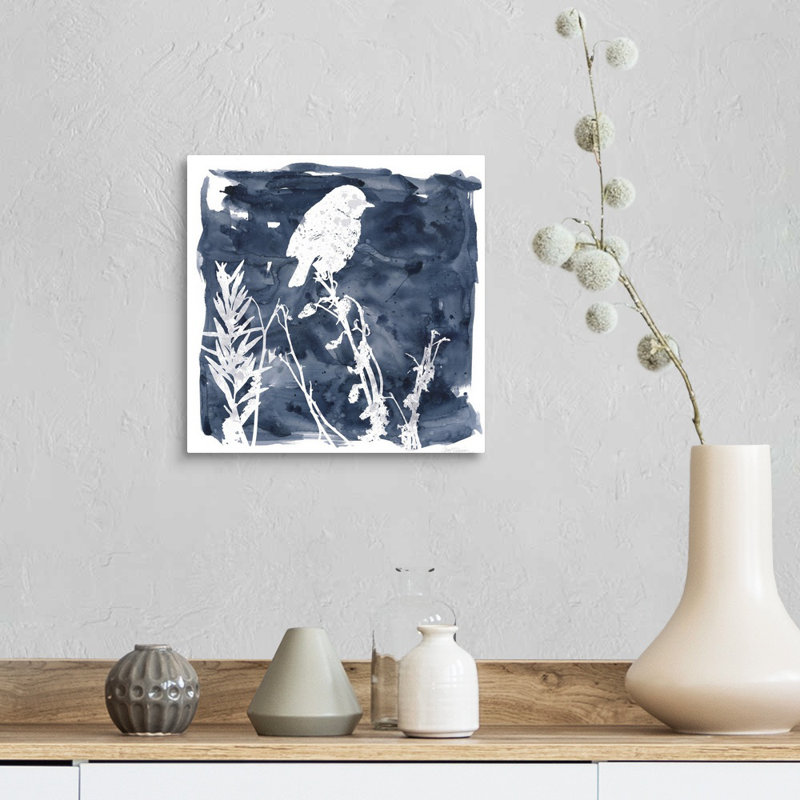 Indigo Bird I - reproduction d'art sur toile, H 12 po x l 12 po x P 1,25 po, Toile tendue