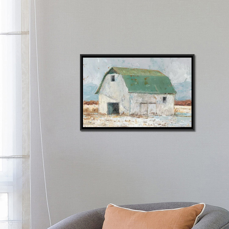 « grange ii », reproduction sur toile, H 18 po x l 26 po x P 1,5 po, Toile avec cadre noir, Pas de tapis