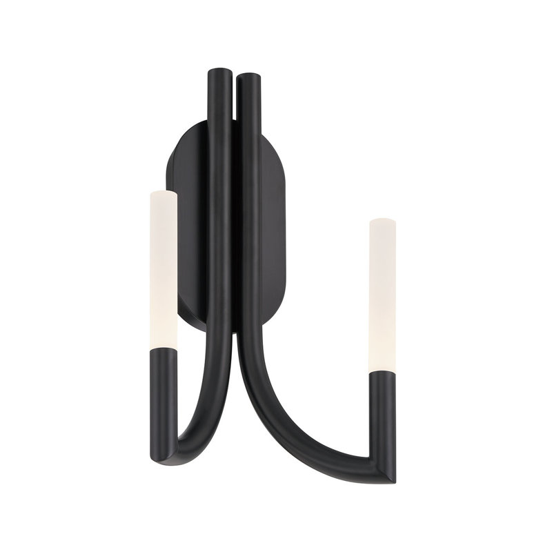Olette, Wall Sconce, 2-Light, 17", Frosted Acrylic, Matte Black