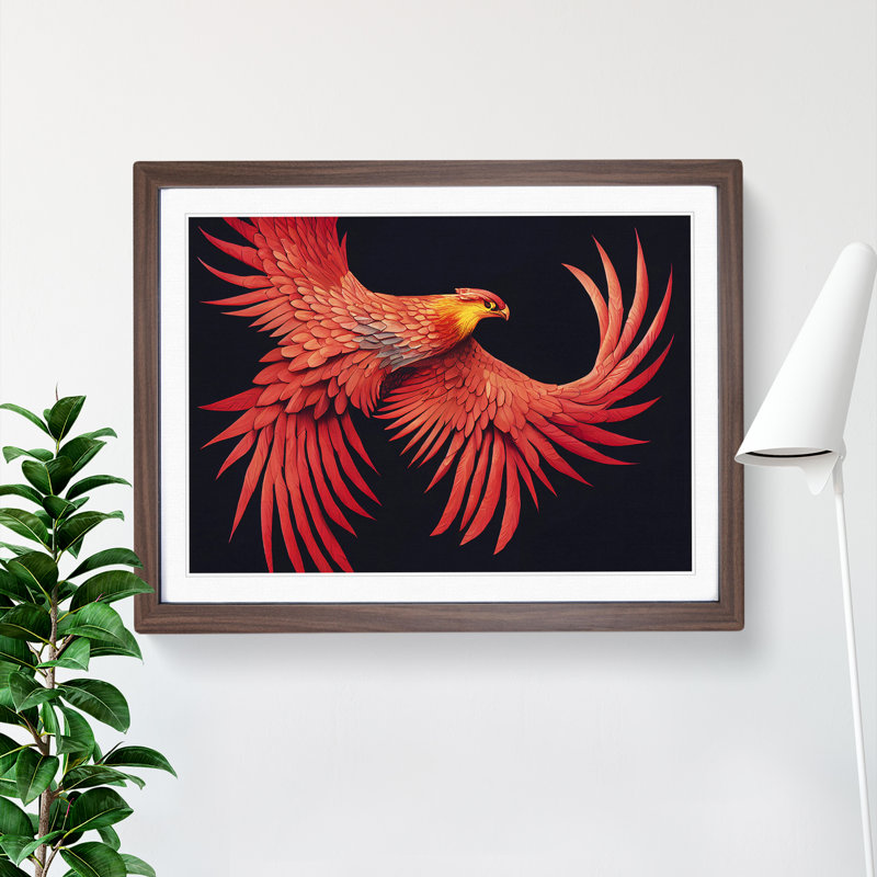 Evolving Phoenix Bird - Framed Print, 25cm H x 34cm W x 2cm D, Walnut