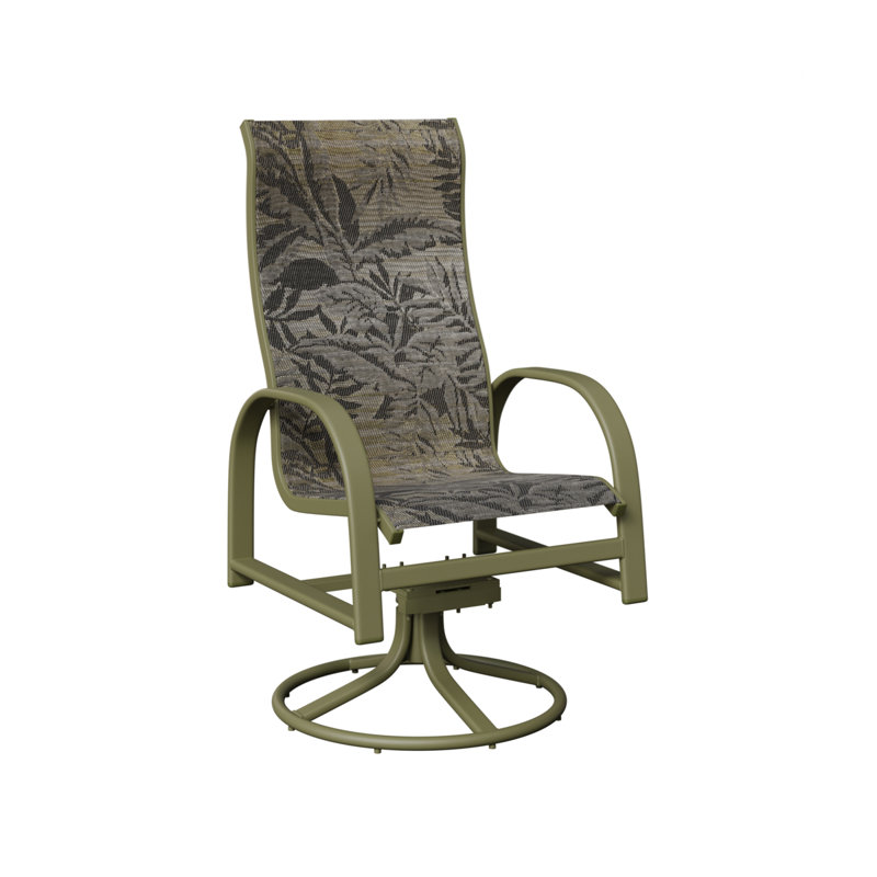 Chaise berçante pivotante à haut dossier avec tissu Sling de Berlin Gardens, Sumba moka, Vert sauge