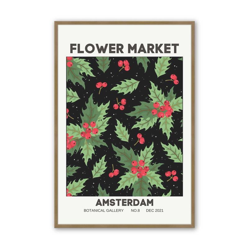 Holiday Flower Market II Print, Brushed Gold Single Picture Framed, 21.25" H x 17.25" W  x 1.25" D