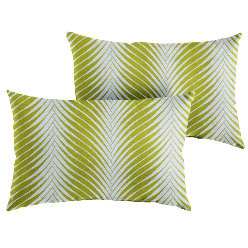 New Sunbrella 2023 Striped Sunbrella® Outdoor Reversible Throw Pillow, Green, 16" x 26"