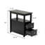 Table de bout avec station de charge, table d'appoint étroite, table de chevet en bois, mobilier de chambre à coucher, noir