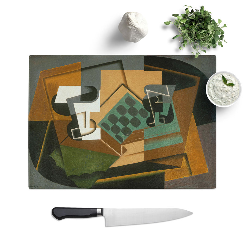 Chessboard and Glass by Juan Gris Chopping Board, 0.4cm H x 20cm W x 28.5cm L