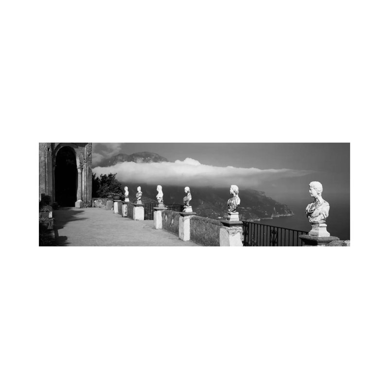 Marble Busts Along A Walkway, Ravello, Amalfi Coast, Salerno, Campania, Italy - Wrapped Canvas Panoramic Print