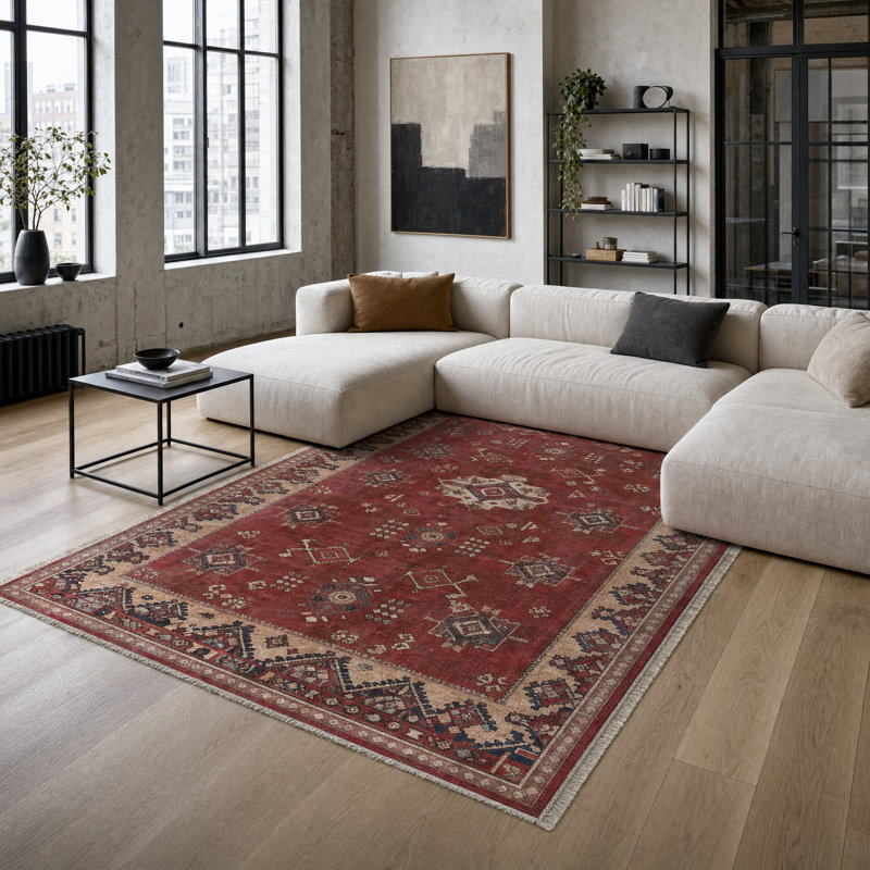 Vintage Look Flatweave Area Rug, 160 cm round