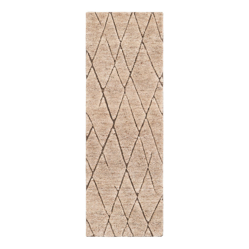 Tureka Hand Knotted Wool Geometric Area Rug , Runner 2' x 6'1"
