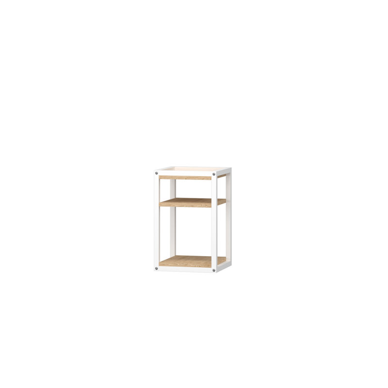 Herro 32cm W Solid + Manufactured Wood Bedside Table, Oak/White