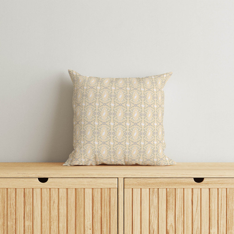 Storks & Bunnies Yellow Pillow, 20" H x 20" W