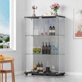 Rodrigez Glass Display Cabinet, Curio Cabinet, Bookcase with 3 Shelf Double Door, Black