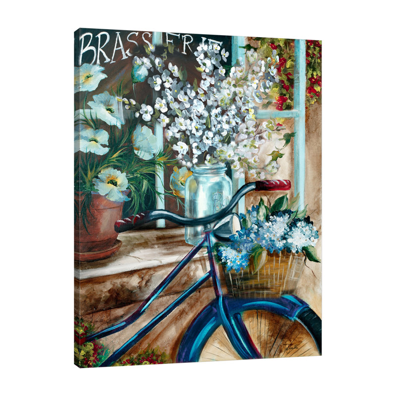«Vintage Bicycle and Mason Jar II», reproduction sur toile tendue, H 16 po x l 12 po