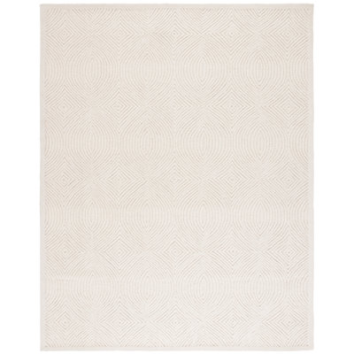 Katosha Textural Hand Tufted Wool/Cotton Geometric Rug in Ivory