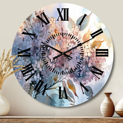 Purple Lilacs Aromatherapy - Floral Lilacs Black Face Wall Clock