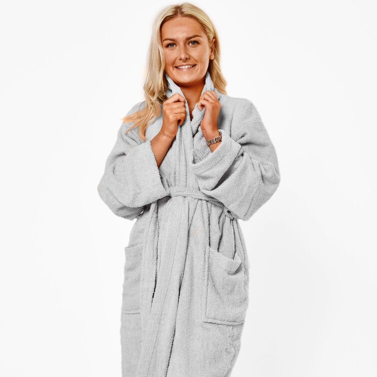 KAV Mens Hooded Towelling Robe-100% Cotton Bathrobe Dressing Gown with Large  Pockets for Shower, Hotel Robe (White,L/XL) | DIY at B&Q