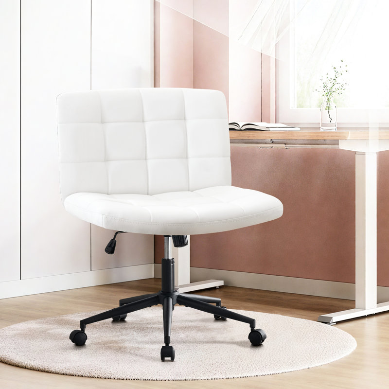 Chaise de bureau pivotante Deondrae, Cuir, White