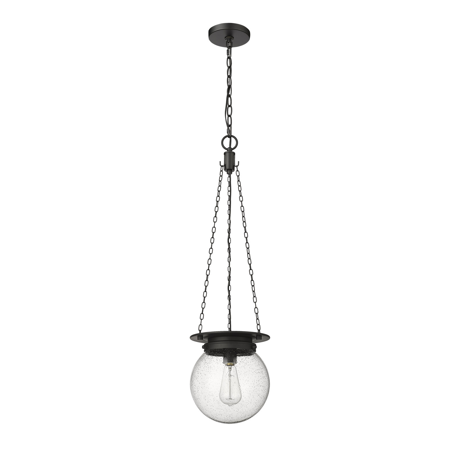 Zella Single Light Glass Dimmable Pendant, Matte Black, 82.75" H x 9" W x 9" D, Clear