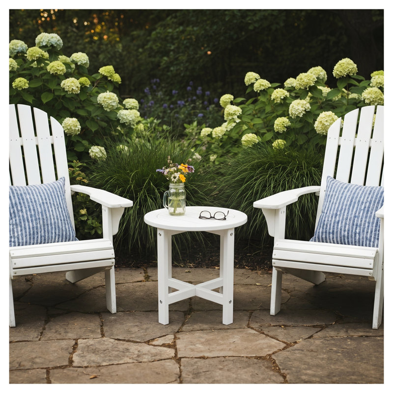 Table d'appoint de patio en PEHD blanc, table de bout carrée 18 po pour le jardin et la terrasse