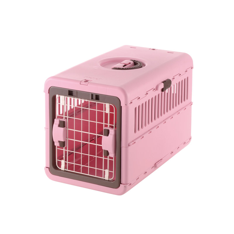 Foldable Pet Carrier with one door, Pink, (20" H x 17.5" W x 26.5" D)