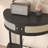 Half Moon Design End Table with Sliding Rattan Door