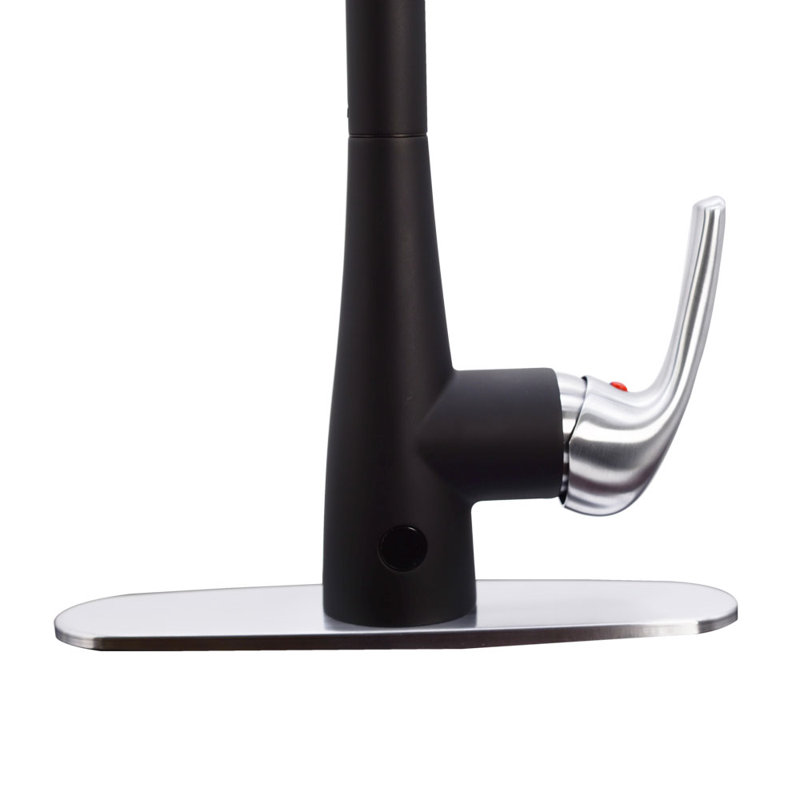 Westbrass Pull Down Spray Touch Kitchen Faucet, Matte Black/Stainless Steel