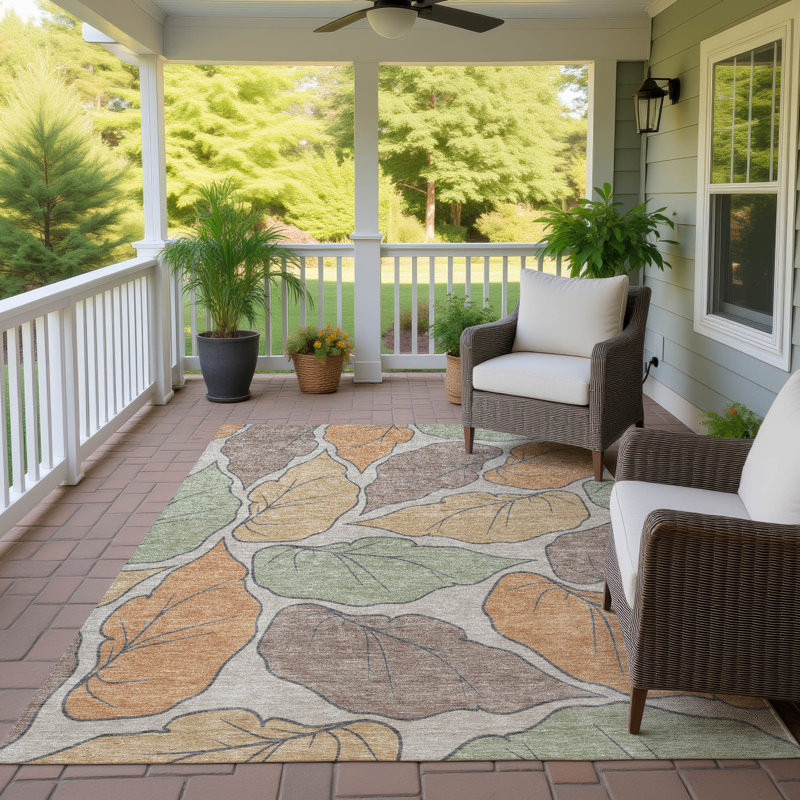 Machine Washable Indoor/Outdoor Braegger ACN2348 Botanical Rug, Rectangle 2'6" x 3'10"