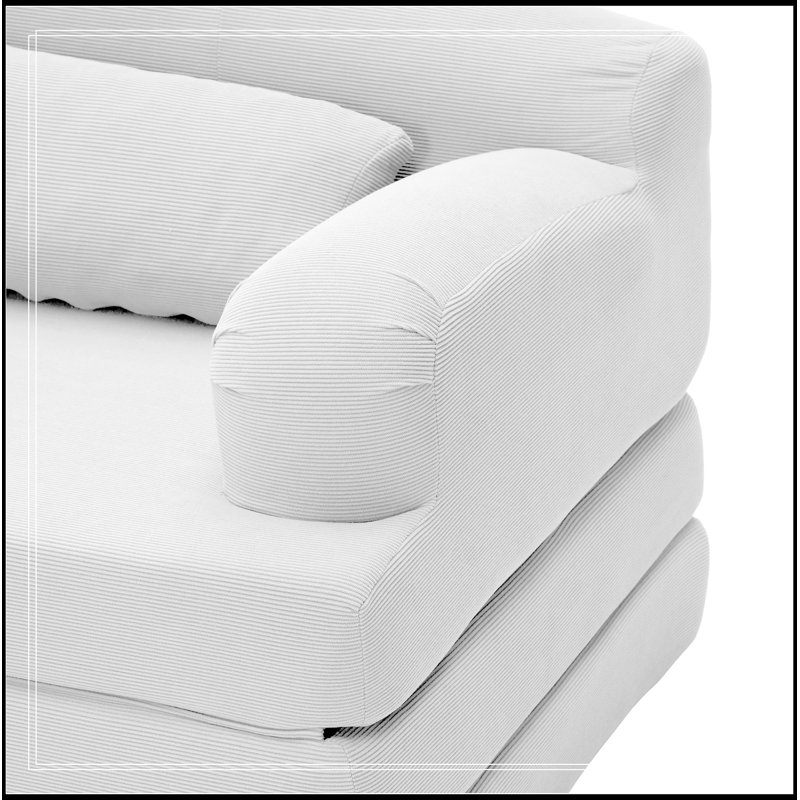 Canapé pliable à deux places en velours côtelé avec coussin moelleux, Blanc