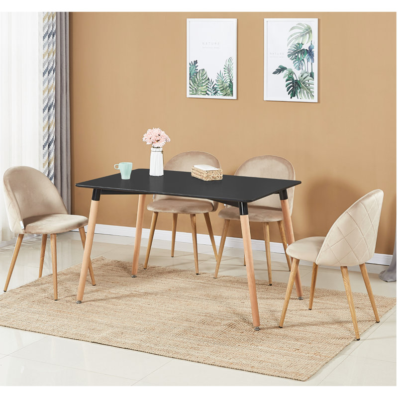 Assael Modern Velvet Dining Chair - Ergonomic Upholstered Curved Back with Solid Wooden Legs - Side Chair for Kitchen Living Room Dining Room - Single