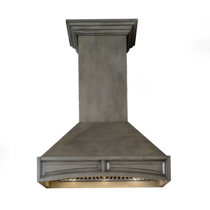 36" Wood 700 CFM Ducted Wall Mount Range Hood, Distressed Gray