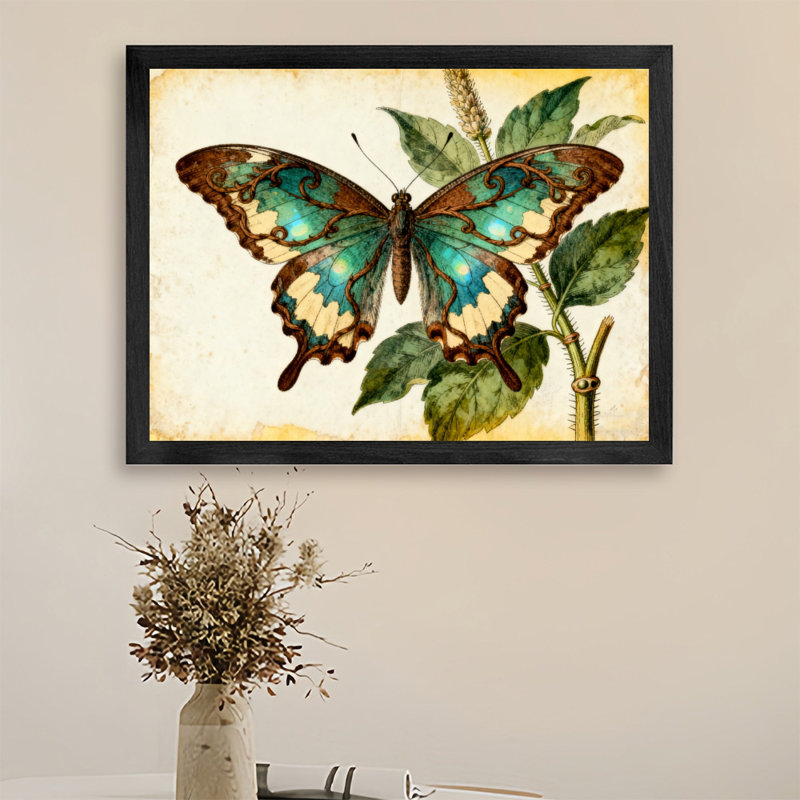 Art encadré noir, charmants et beaux papillons, impressions de style rétro, H 25 po x l 37 po