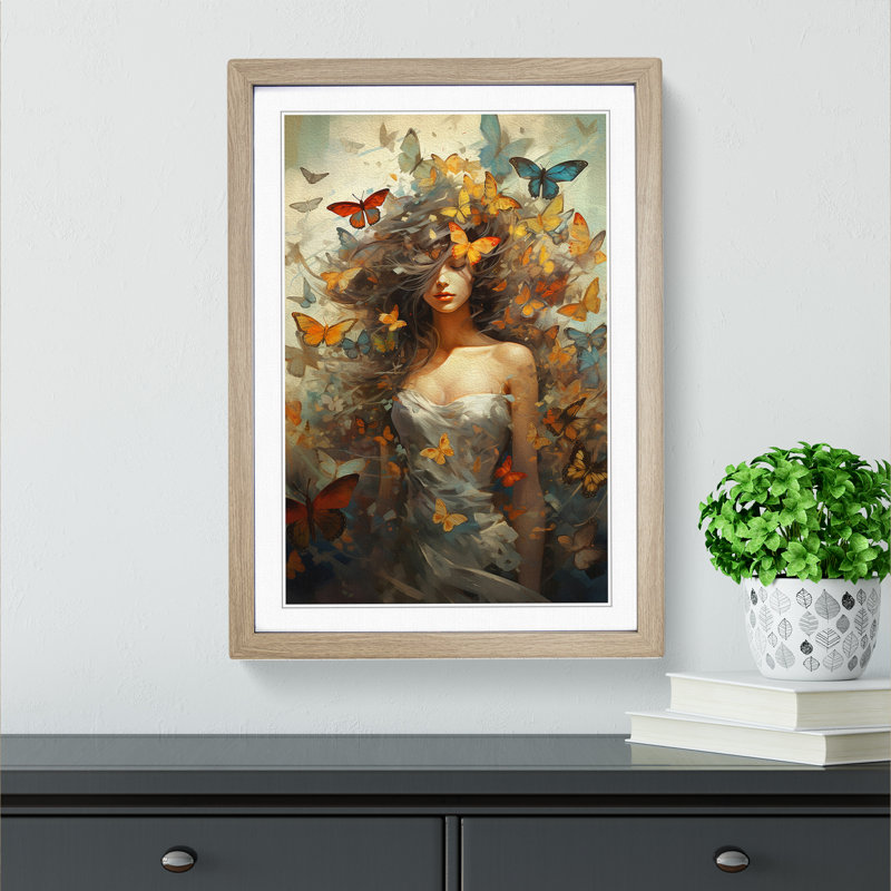 Butterfly Conceptual Art - Framed Print, Oak Framed, 34cm H x 25cm W x 2cm D