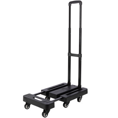Stalwart Folding Hand Truck Dolly Cart with Wheels - 500lb Heavy Duty Luggage Cart with Wheels Foldable Dolly - Collapsible Utility Trolley with Bungees for Moving, Travel, Shopping or Office