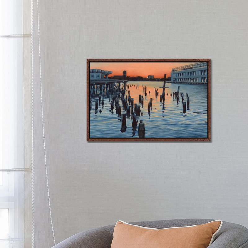 Hudson River Sunset And The Ghost Of Pier LXI by Nick Savides - Gallery-Wrapped Canvas Giclée on Canvas, Classic Wood Framed