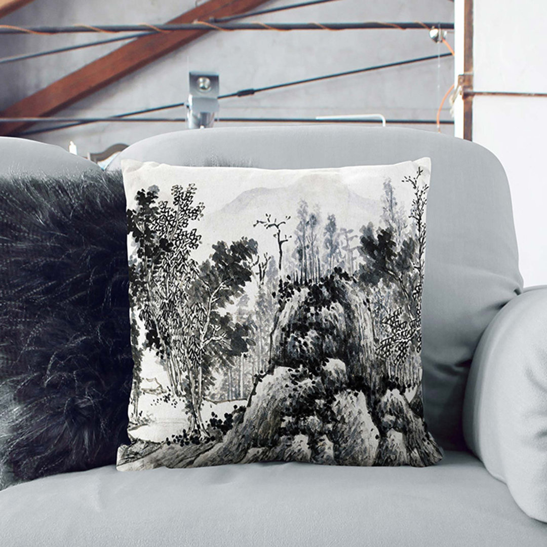 Landscape Vol.3 by Shen Zhou Cushion with Filling