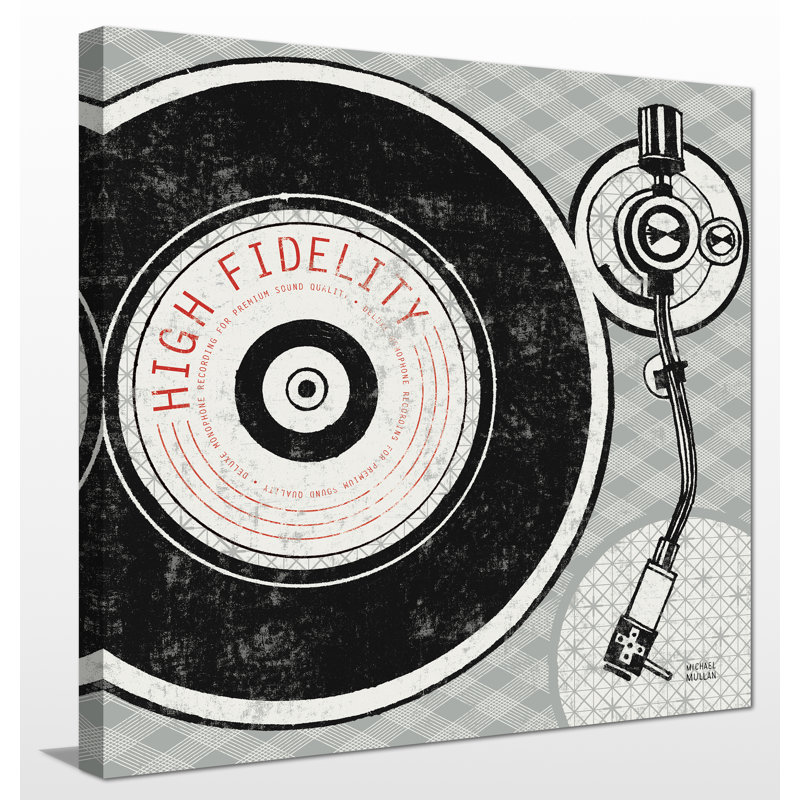 Rétro tourne-disque analogique - impression sur toile, H 36 po x l 36 po x P 1,5 po