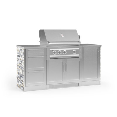 Outdoor Kitchen Signature Series 6 Piece Cabinet Set with 33 in. Propane Gas Platinum Grill -  NewAge Products, 68216