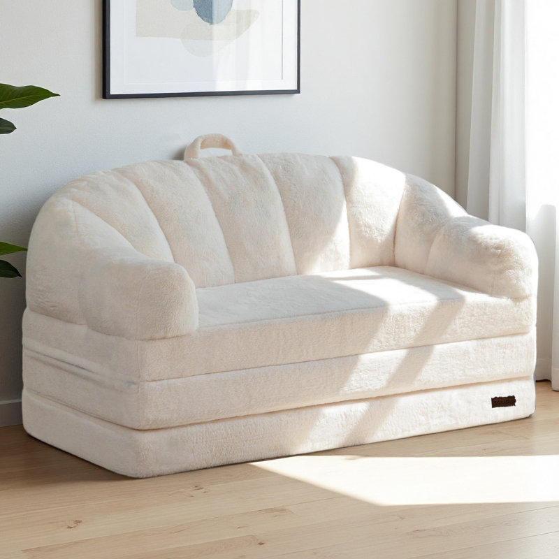 Canapé-lit 2 en 1 convertible en méridienne Comfy Bean Bag, Causeuse, Beige