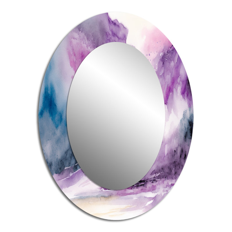 Violet Storm At The Horizon II - Purple Modern Oval Wall Mirror, 40" x 30"