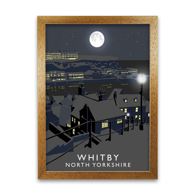 'Whitby' by Richard O'Neil - Print, 84.1cm H x 59.4cm W x 3cm D, Honey Oak Framed