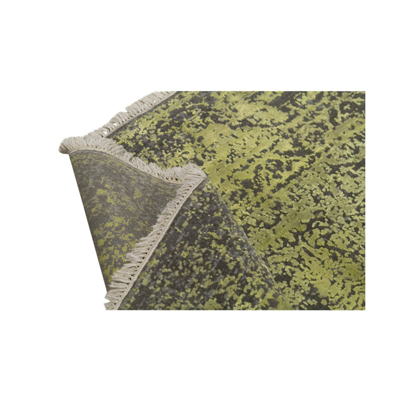 Tapis gris et jaune noué à la main de haute qualité