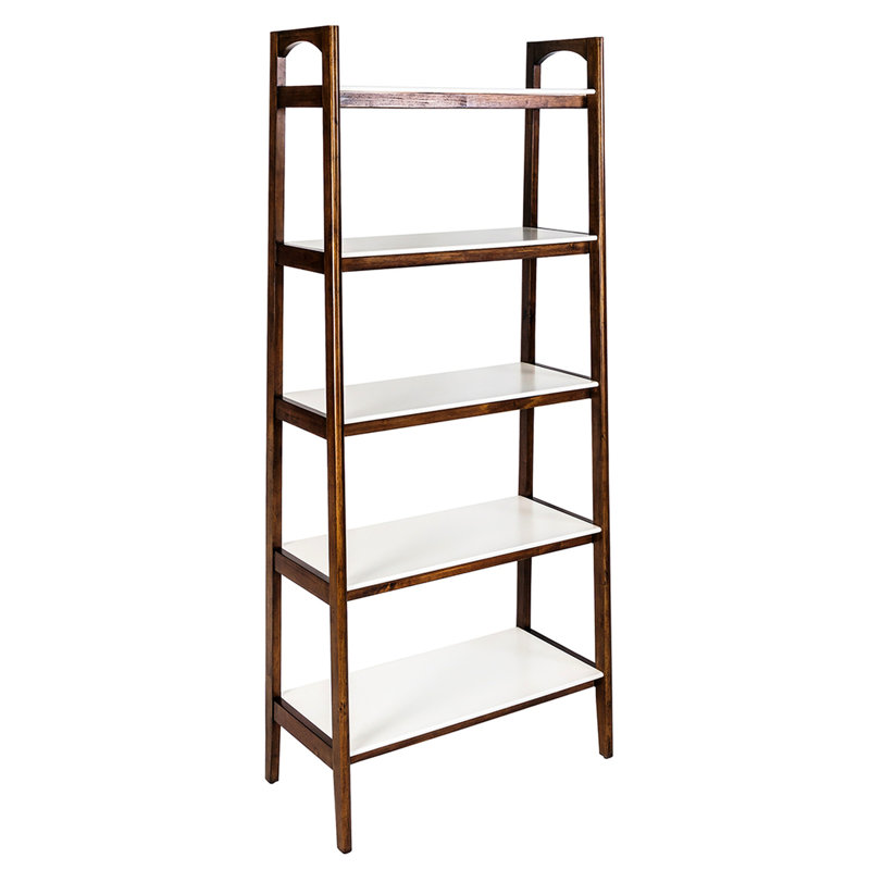 Bibliothèque Mid-Century à 5 tablettes: bois massif et bibliothèque compacte avec composants