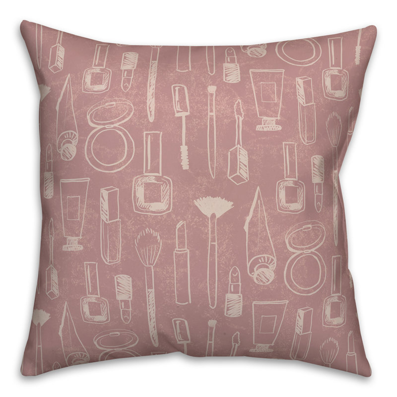 Square Throw Cushion, Cream/Pink