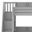 Lit superposé multifonctionnel avec lit gigogne et escalier avec rangement DEL, USB et tablettes intégrées-323023041
