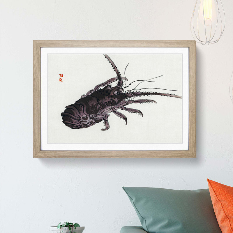 Crayfish by Kono Bairei - Picture Frame Painting Print, Oak Framed, 36cm H x 48cm W x 2cm D